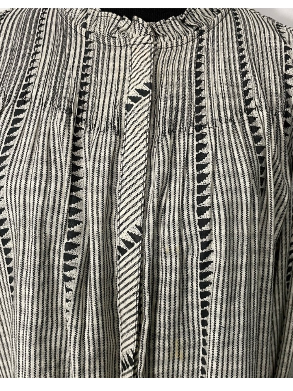 J Crew Black and White Striped Peasant Blouse size Small CB-10 - Picture 3 of 10